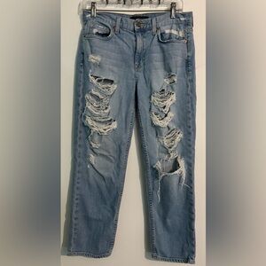 Genetic Denim Womens 27 Distressed Gia Boyfriend Ignite Wash Cropped Made in USA
